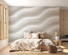 Load image into Gallery viewer, Luxury Textured Wave Wallpaper Wall Decal Cream 3D Plush Effect Accent Wall Mural Neutral Modern Bedroom Decor Soft Sculpted Wall Sticker