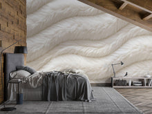 Load image into Gallery viewer, Luxury Faux Fur Wave Wallpaper Wall Decal 3D Textured Cream Mural Plush Accent Wall Neutral Bedroom Decor Modern Soft Statement Wallpaper
