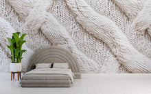 Load image into Gallery viewer, Chunky Knit Wallpaper Wall Decal 3D Cable Knit Texture Mural Cozy Neutral Bedroom Accent Wall Scandinavian Modern Soft Sweater Wallpaper