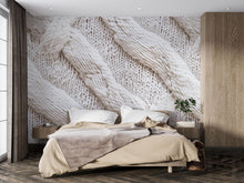Load image into Gallery viewer, Chunky Knit Wallpaper Wall Decal 3D Cable Knit Texture Mural Cozy Neutral Bedroom Accent Wall Scandinavian Modern Soft Sweater Wallpaper