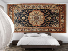 Load image into Gallery viewer, Persian Rug Wallpaper Wall Decal Vintage Oriental Carpet Mural Navy Boho Bedroom Accent Wall Art Traditional Medallion Statement Wallpaper