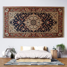 Load image into Gallery viewer, Vintage Persian Rug Wallpaper Wall Decal Oriental Medallion Mural Red Navy Traditional Carpet Accent Wall Boho Bedroom Statement Decor