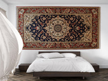 Load image into Gallery viewer, Vintage Persian Rug Wallpaper Wall Decal Oriental Medallion Mural Red Navy Traditional Carpet Accent Wall Boho Bedroom Statement Decor