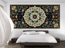 Load image into Gallery viewer, Navy Blue And Gold Mandala Wallpaper Large Persian Style Wall Decal Boho Floral Mural Peel And Stick Wallpaper Luxury Living Room Wall Art
