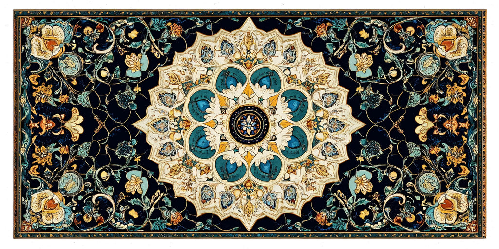Navy Blue And Gold Mandala Wallpaper Large Persian Style Wall Decal Boho Floral Mural Peel And Stick Wallpaper Luxury Living Room Wall Art