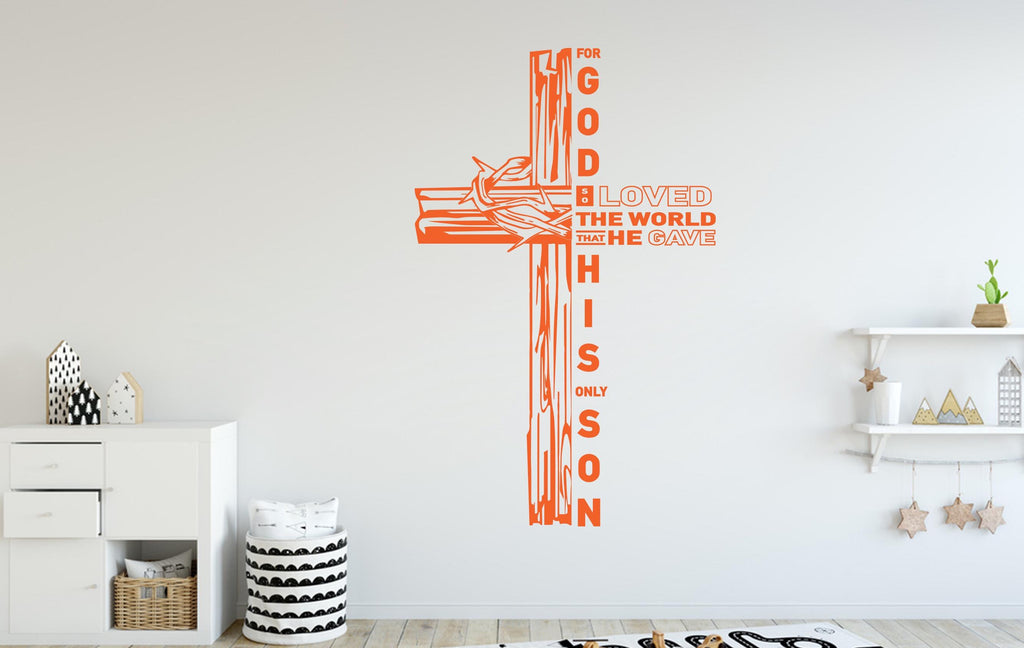 Jesus Wall Decals, Cross Decor, Religious Wall Hanging, Christian Art Gift, Jesus Line Art, Bible Verse