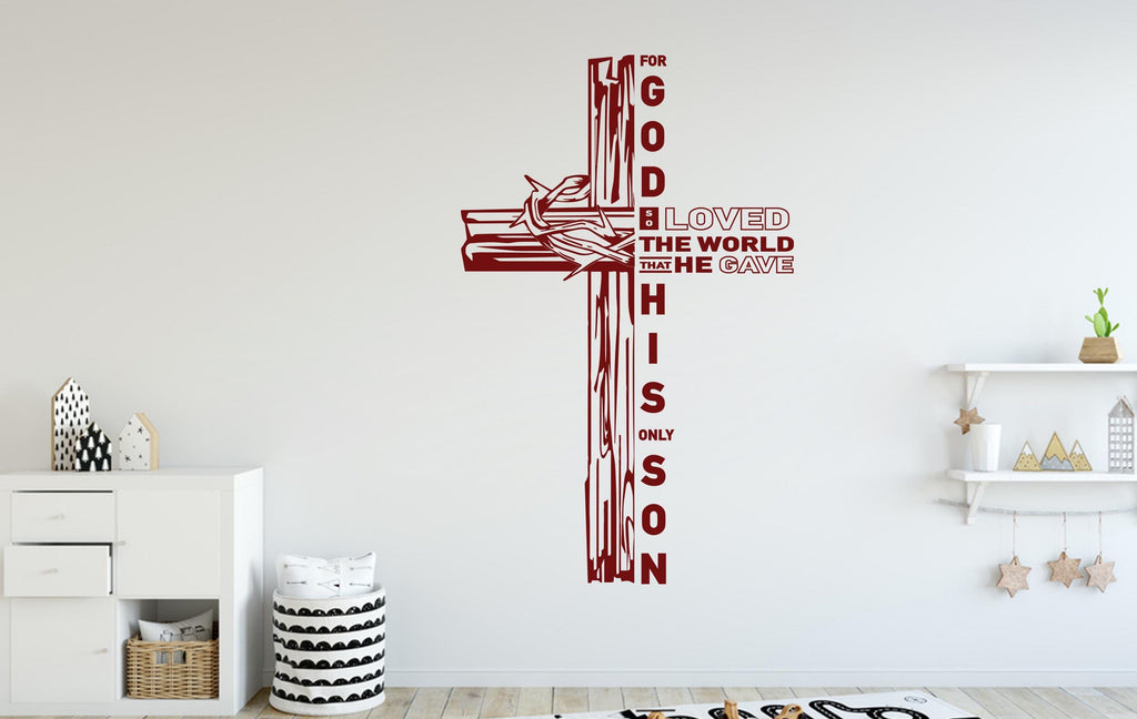 Jesus Wall Decals, Cross Decor, Religious Wall Hanging, Christian Art Gift, Jesus Line Art, Bible Verse