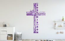 Load image into Gallery viewer, Jesus Wall Decals, Cross Decor, Religious Wall Hanging, Christian Art Gift, Jesus Line Art, Bible Verse