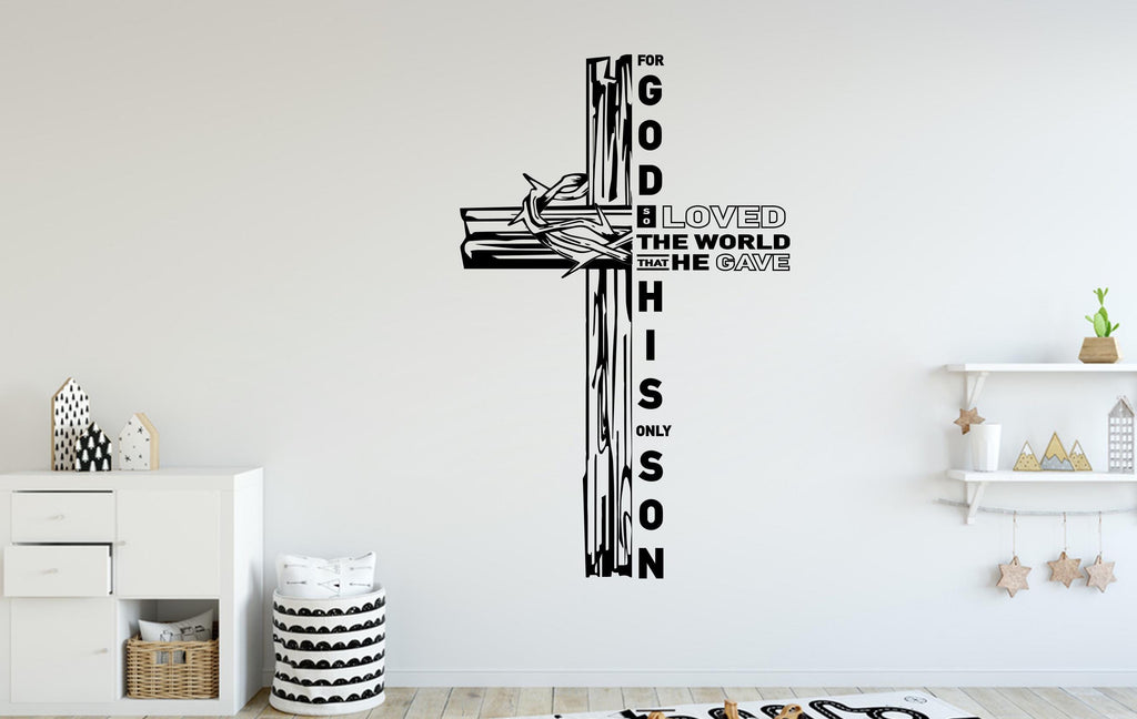 Jesus Wall Decals, Cross Decor, Religious Wall Hanging, Christian Art Gift, Jesus Line Art, Bible Verse
