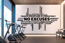 Load image into Gallery viewer, No Excuses Workout Vinyl Gym Wall Decal, Inspirational Words, Gym Decal, Fitness Collage, Gym Wall Art Gym Wall Decor Motivational Art 783LU