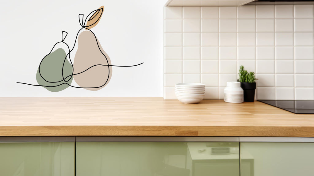 Minimalist Pear Wall Decal, Abstract Line Art Fruit Sticker, Kitchen Boho Theme Decor, Boho Wall Decal, Kitchen Stickers Wall Decal 786LU