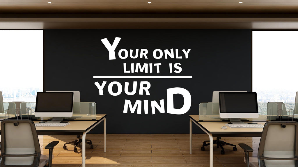 Your Only Limit Is Your Mind Wall Decal, Motivational Quote Wall Art, Classroom Decor, Office Inspiration, Kindergarten Wall Sticker 787LU