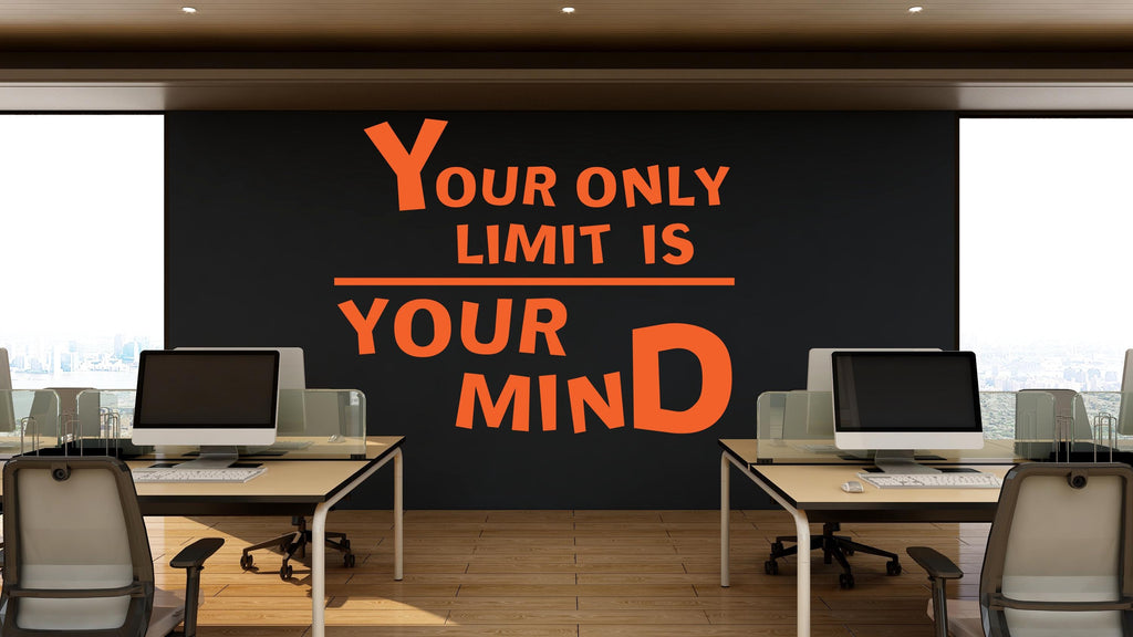 Your Only Limit Is Your Mind Wall Decal, Motivational Quote Wall Art, Classroom Decor, Office Inspiration, Kindergarten Wall Sticker 787LU