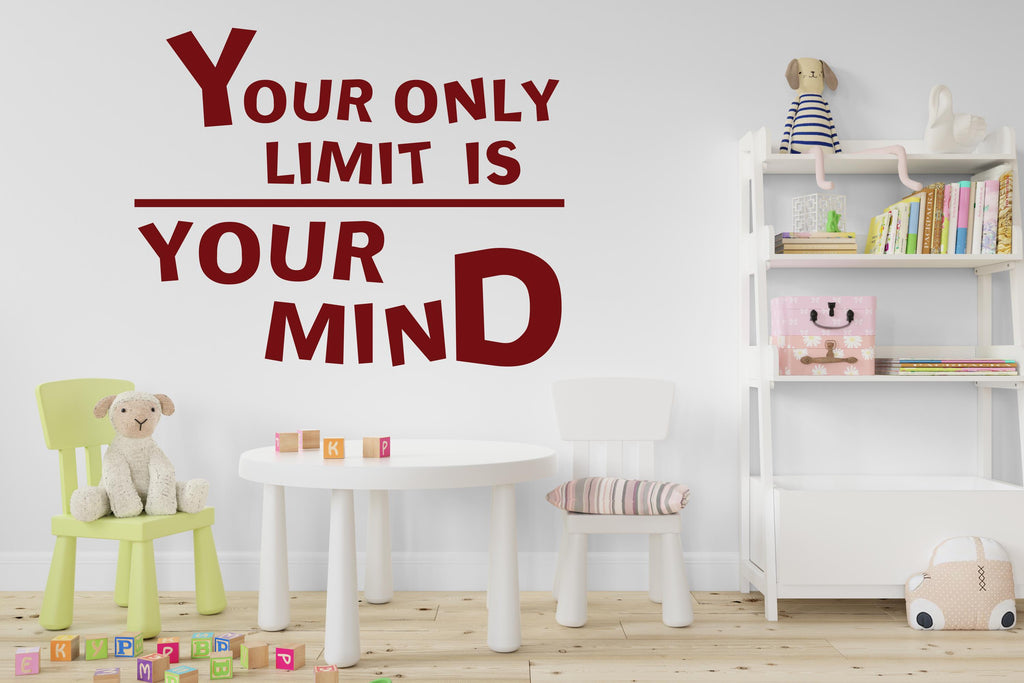 Your Only Limit Is Your Mind Wall Decal, Motivational Quote Wall Art, Classroom Decor, Office Inspiration, Kindergarten Wall Sticker 787LU