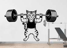 Load image into Gallery viewer, Cat Gym Wall Decal Bodybuilder fitness Decor Workout Art Vinyl Gym Wall Stickers Bedroom Gym Workout Skull Motivation 363DE