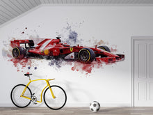 Load image into Gallery viewer, Formula Racing Car Wallpaper Red Race Car Wall Decal Gaming Room Wall Mural Sports Car Art Peel And Stick Wallpaper Teen Bedroom Decor