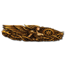 Steampunk Angel Car Decal, Gold Goddess Vinyl Sticker, Fantasy Female Warrior Decal, Large Car Sticker for Vehicle, Window or Truck All007