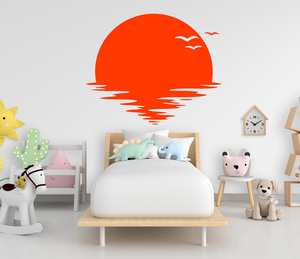 Sun Wall Decal, Vinyl sunset decals, Sunshine wall decal, Half Sun decal, Boho Sun Nursery Decor, Sunrise nursery decal Sunshine decor 794LU