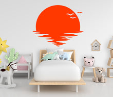 Load image into Gallery viewer, Sun Wall Decal, Vinyl sunset decals, Sunshine wall decal, Half Sun decal, Boho Sun Nursery Decor, Sunrise nursery decal Sunshine decor 794LU