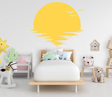 Load image into Gallery viewer, Sun Wall Decal, Vinyl sunset decals, Sunshine wall decal, Half Sun decal, Boho Sun Nursery Decor, Sunrise nursery decal Sunshine decor 794LU