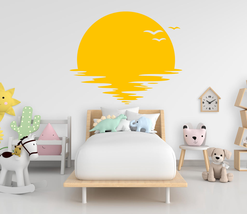 Sun Wall Decal, Vinyl sunset decals, Sunshine wall decal, Half Sun decal, Boho Sun Nursery Decor, Sunrise nursery decal Sunshine decor 794LU