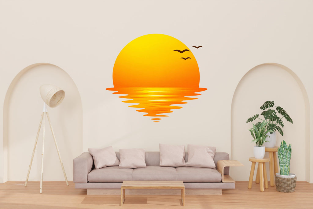 Sun Wall Decal, Vinyl sunset decals, Sunshine wall decal, Half Sun decal, Boho Sun Nursery Decor, Sunrise nursery decal Sunshine decor 795LU