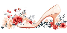 Load image into Gallery viewer, Floral High Heel Wall Sticker, Fashion Bedroom Decal, Rose Shoe Wall Art, Chic Girl Room Decor, 101gm