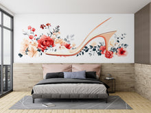 Load image into Gallery viewer, Floral High Heel Wall Sticker, Fashion Bedroom Decal, Rose Shoe Wall Art, Chic Girl Room Decor, 101gm