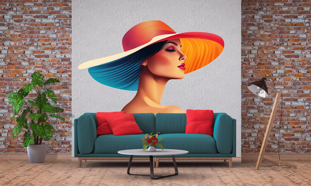 Woman Face Wall Sticker, Fashion Wall Decal, Abstract Lady Wall Art, Modern Bedroom Decor, Beauty Salon Sticker, 102gm