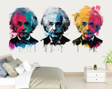 Load image into Gallery viewer, Einstein Wall Decal, Pop Art Scientist Sticker, Albert Einstein Wall Art, Nerd Room Decor, Modern Portrait, 106gm