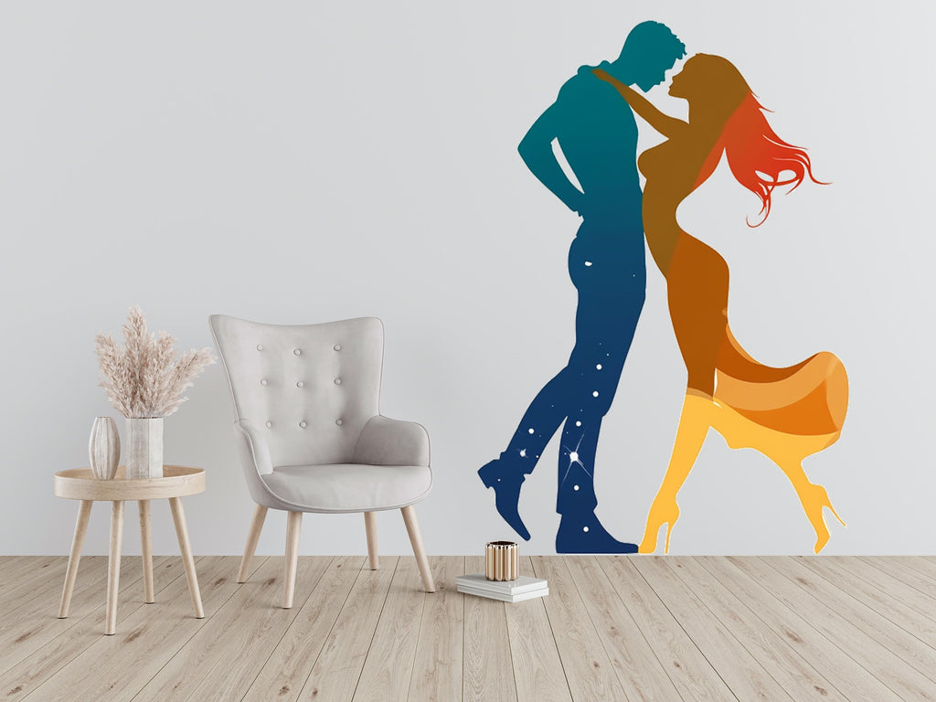 Couple Wall Decal, Romantic Silhouette Sticker, Love Wall Art, Bedroom Decor, Modern Couple Mural, 109gm