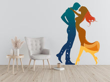 Load image into Gallery viewer, Couple Wall Decal, Romantic Silhouette Sticker, Love Wall Art, Bedroom Decor, Modern Couple Mural, 109gm
