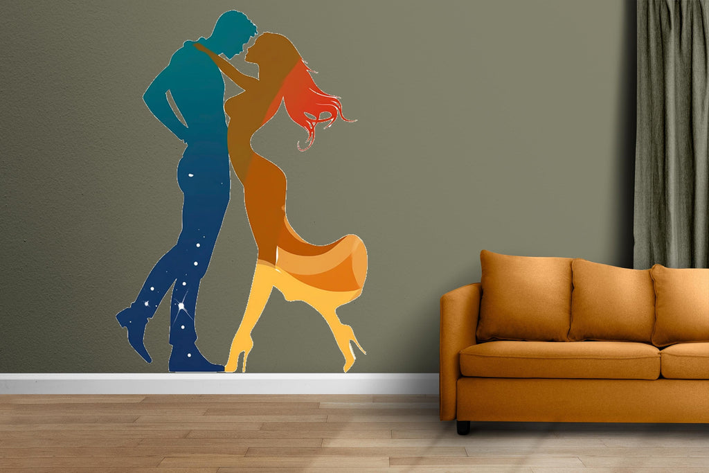 Couple Wall Decal, Romantic Silhouette Sticker, Love Wall Art, Bedroom Decor, Modern Couple Mural, 109gm
