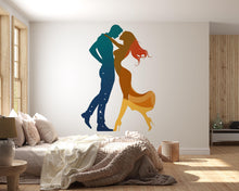 Load image into Gallery viewer, Couple Wall Decal, Romantic Silhouette Sticker, Love Wall Art, Bedroom Decor, Modern Couple Mural, 109gm
