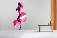 Load image into Gallery viewer, Pink Fashion Lady Wall Decal, Woman Silhouette Sticker, Glam Wall Art, Girl Room Decor, Boutique Wall Mural, 110gm