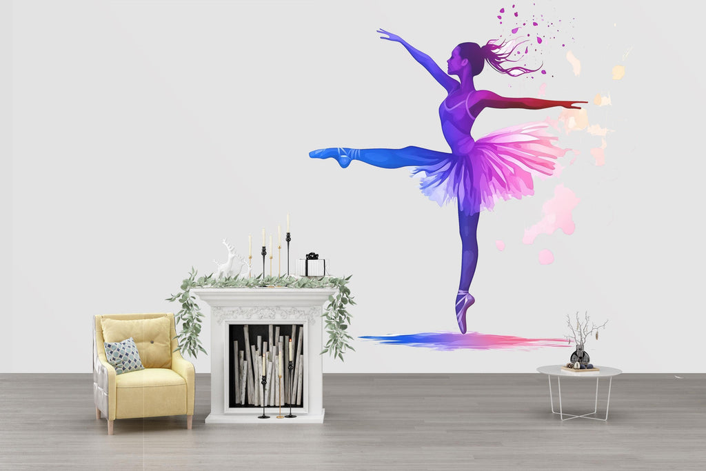 Ballerina Wall Decal, Ballet Wall Sticker, Dancer Wall Art, Girl Room Decor, Dance Studio Mural, 112gm