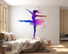 Load image into Gallery viewer, Ballerina Wall Decal, Ballet Wall Sticker, Dancer Wall Art, Girl Room Decor, Dance Studio Mural, 112gm