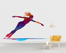 Load image into Gallery viewer, Ice Skater Wall Decal, Figure Skating Sticker, Sports Wall Art, Girl Room Decor, Skating Mural, 113gm