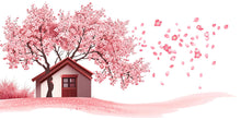 Load image into Gallery viewer, Cherry Blossom Wall Decal, Pink Tree Sticker, Nursery Wall Art, Baby Room Decor, Floral House Mural, 118gm