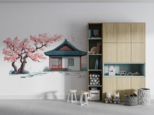 Load image into Gallery viewer, Cherry Blossom Wall Decal, Japanese House Sticker, Kids Room Wall Art, Pink Tree Mural, Nursery Decor, 119gm