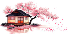 Load image into Gallery viewer, Cherry Blossom Wall Decal, Japanese House Sticker, Pink Tree Wall Art, Nursery Decor, Floral Wall Mural, 120gm