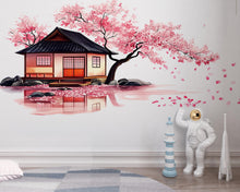 Load image into Gallery viewer, Cherry Blossom Wall Decal, Japanese House Sticker, Pink Tree Wall Art, Nursery Decor, Floral Wall Mural, 120gm