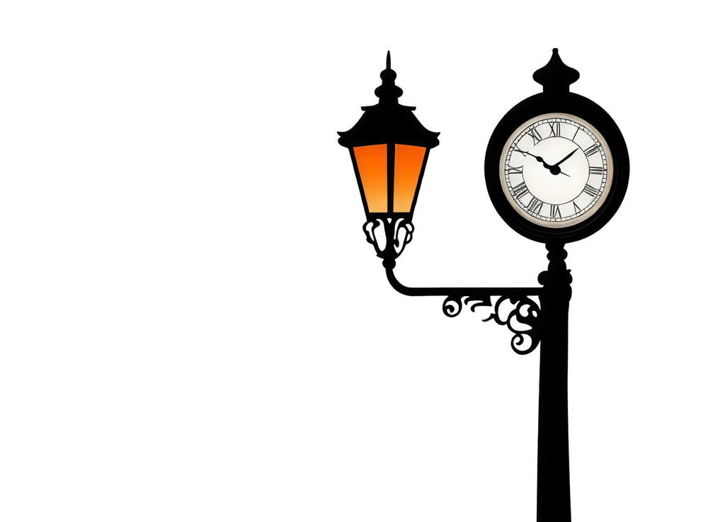 Vintage Clock Wall Decal, Street Lamp Sticker, Retro Wall Art, Living Room Decor, Classic Wall Mural, 123gm