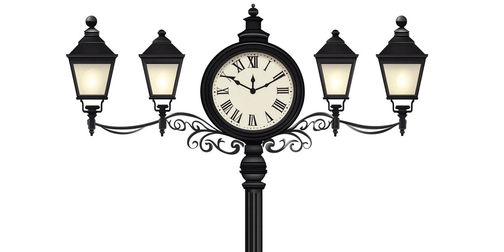 Vintage Clock Wall Decal, Street Lamp Wall Sticker, Retro Wall Art, Bedroom Decor, Classic Clock Mural, 124gm