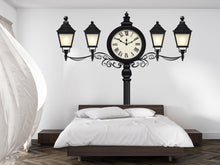 Load image into Gallery viewer, Vintage Clock Wall Decal, Street Lamp Wall Sticker, Retro Wall Art, Bedroom Decor, Classic Clock Mural, 124gm