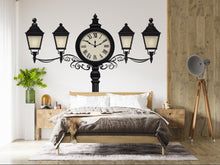 Load image into Gallery viewer, Vintage Clock Wall Decal, Street Lamp Wall Sticker, Retro Wall Art, Bedroom Decor, Classic Clock Mural, 124gm