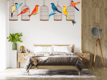 Load image into Gallery viewer, Bird Wall Decal Set, Colorful Bird Stickers, Birdcage Wall Art, Nursery Decor, Kids Room Wall Mural, 127gm