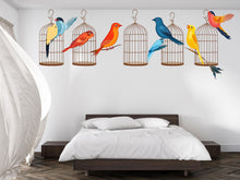 Load image into Gallery viewer, Bird Wall Decal Set, Colorful Bird Stickers, Birdcage Wall Art, Nursery Decor, Kids Room Wall Mural, 127gm