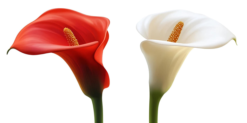 Calla Lily Wall Decal, Red White Flower Sticker, Floral Wall Art, Bedroom Decor, Modern Botanical Mural, 128gm