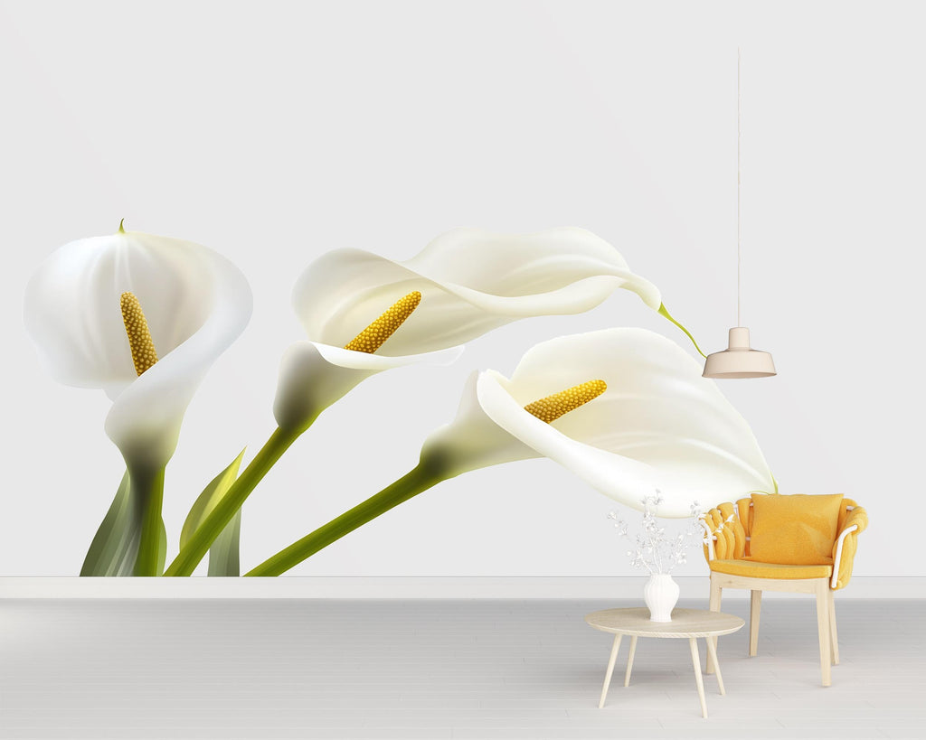 White Calla Lily Wall Decal, Floral Wall Sticker, Botanical Wall Art, Bedroom Decor, Modern Flower Mural, 129gm